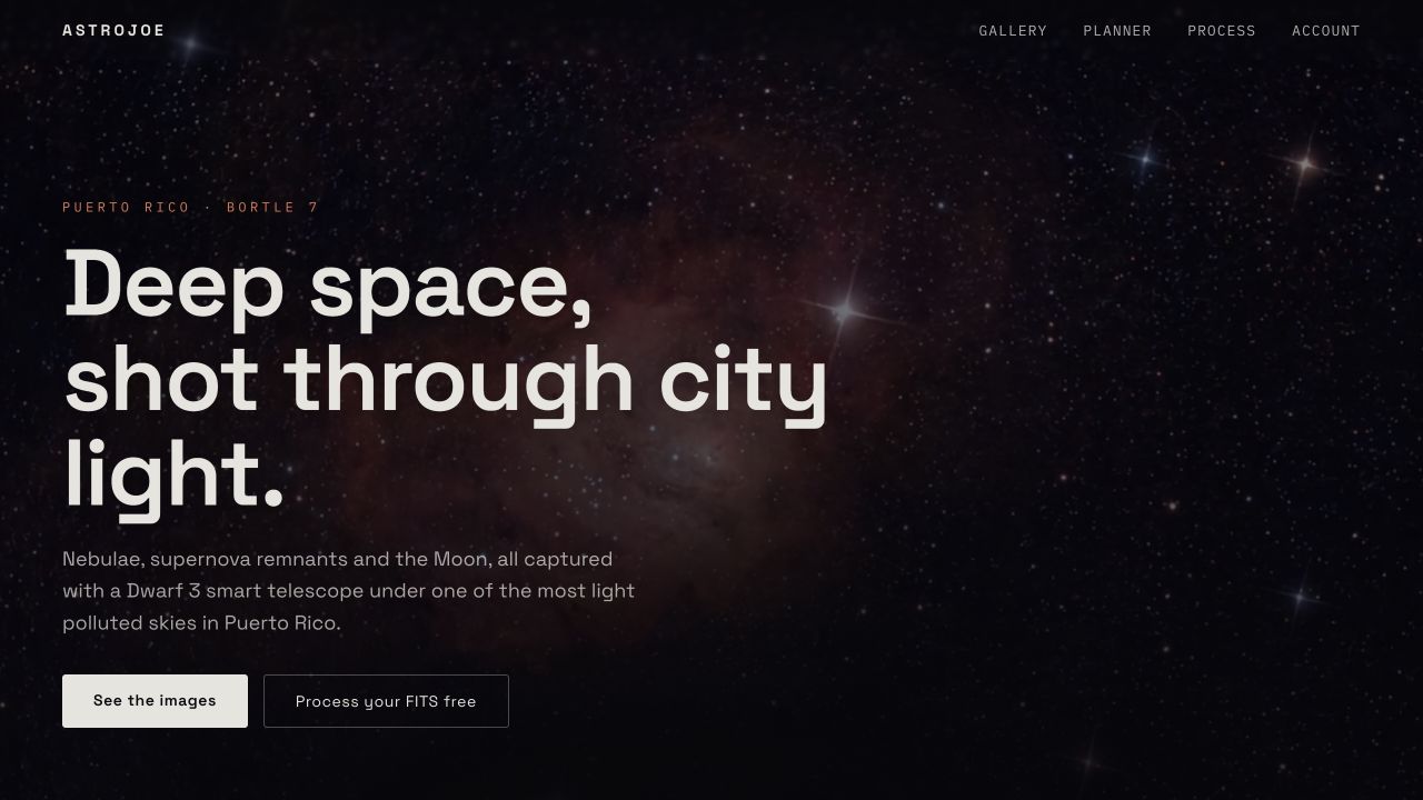 Astrojoe live website homepage