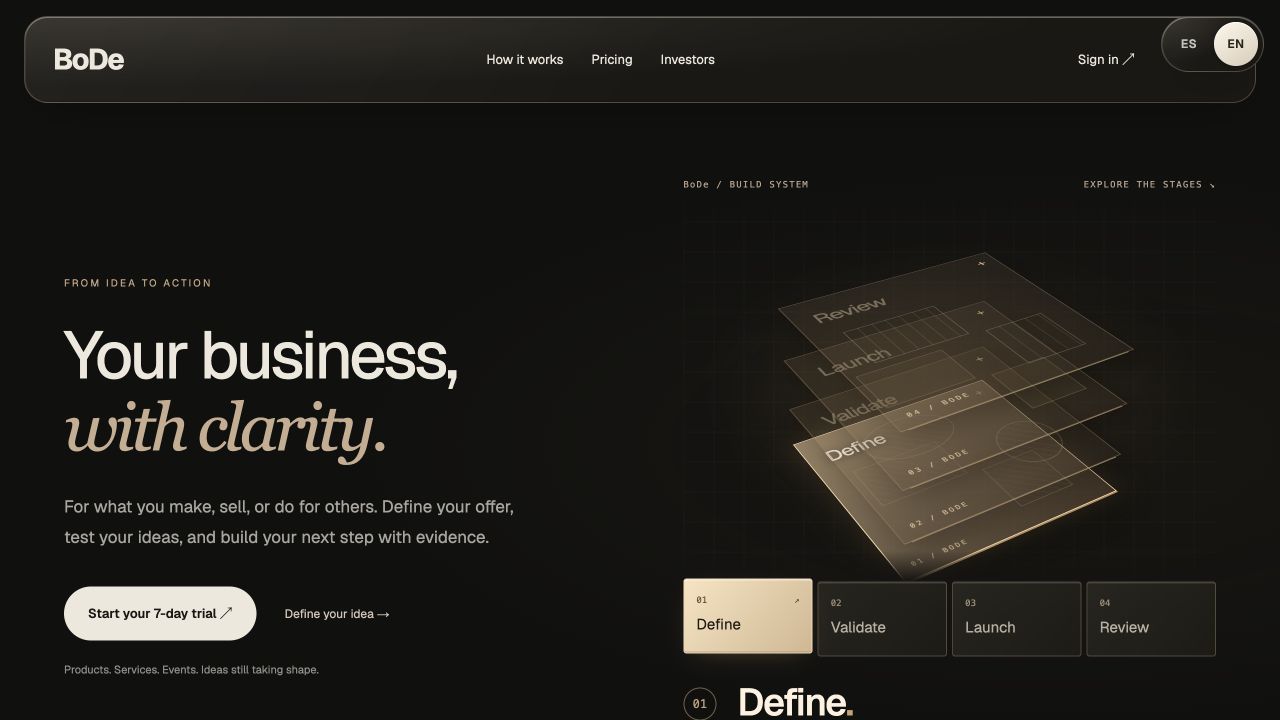 BoDe live website homepage